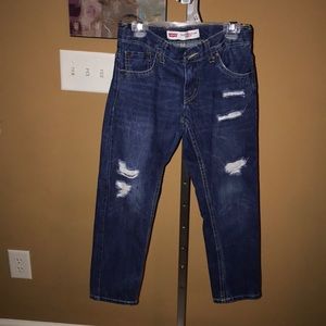 Levi distressed blue jeans